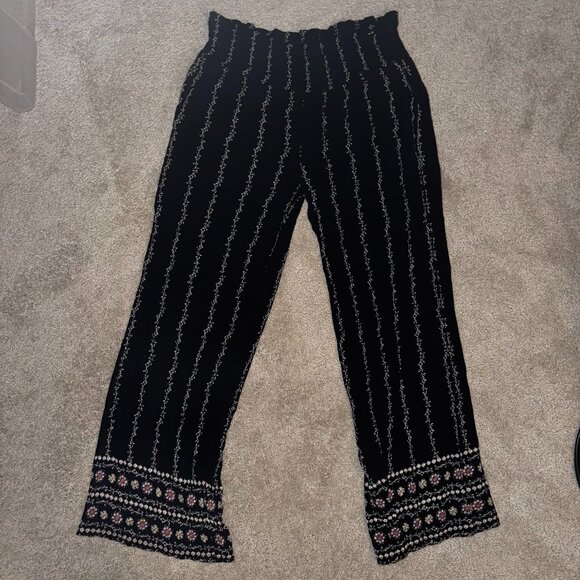 Boho Floral Border Print Wide-Leg Pants | Size Medium - Picture 1 of 6